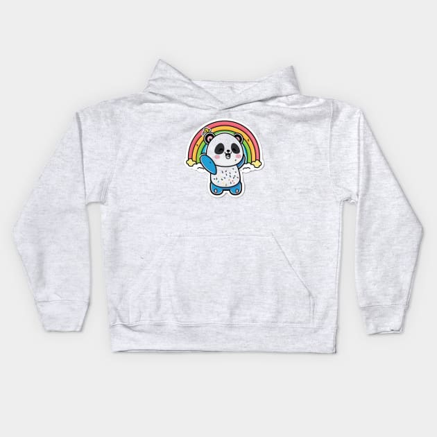 Cute Cartoon Panda Rainbow Colourful Funny Kawaii Kids Hoodie by kiddo200